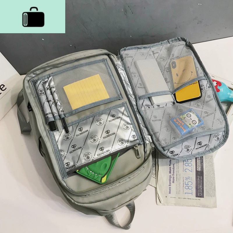 电脑背包女双肩15.6寸大容量森系高中学生书包女ins风百搭双肩包NEW LAKE