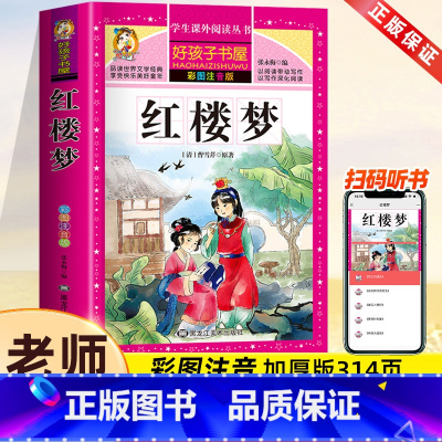 红楼梦[彩图注音] [正版]红楼梦小学生版 四大名著全套注音版 原著儿童版带拼音青少年版儿童文学名著故事读物必小学生一二