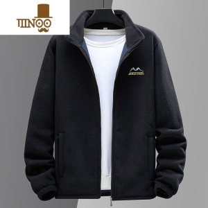 YANXU夹克男摇粒绒外套开衫抓绒上衣保暖衣中老年卫衣加绒大码爸爸装潮