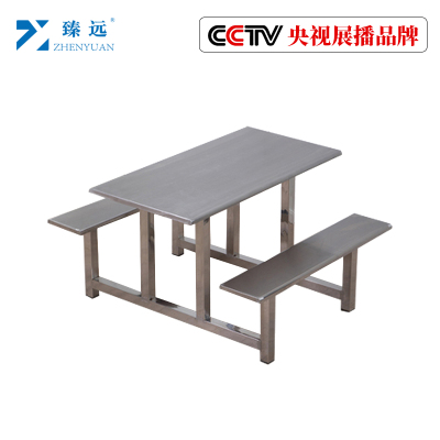 臻远不锈钢连体桌椅组合加固加厚款
