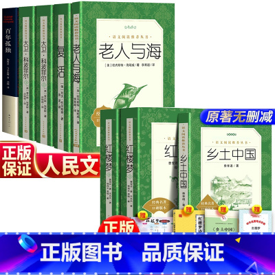 [高一必读全6本]红楼+乡土+老人+复活+大卫+百年孤独 [正版]红楼梦原著上下和乡土中国费孝通曹雪芹文言文白话文青少年