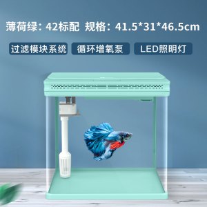 超白热弯桌面小鱼缸生态落地免换水办公家用缸金鱼带柜一体缸