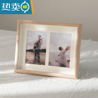 敬平简约创意相框摆台加洗照片四连组合相架情侣婚纱宝宝6寸相片像框 两联白橡木色(可放两张6寸照片10*15cm) 相框