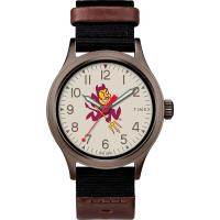 天美时(Timex)男士石英表40mm黑带Off白面防刮耐磨
