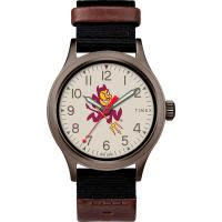 天美时(Timex)男士石英表40mm黑带Off白面防刮耐磨
