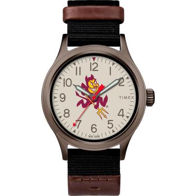 天美时(Timex)男士石英表40mm黑带Off白面防刮耐磨