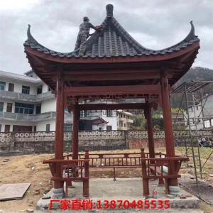 森美人户外防腐木四角六角凉亭花园别墅庭院木屋实木亭子古建景观中式亭