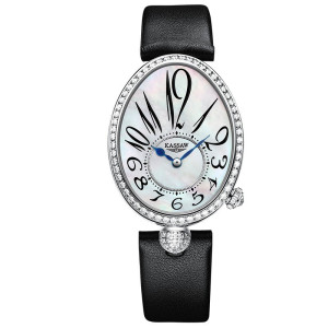 卡梭(KASSAW)手表女士锆钻那不勒斯皇后自动机械表女数字防水皮带时尚潮流女表ins风K825L
