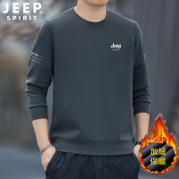 吉普JEEP卫衣男秋冬新款男士品质圆领长袖T恤运动加绒大码打底衫