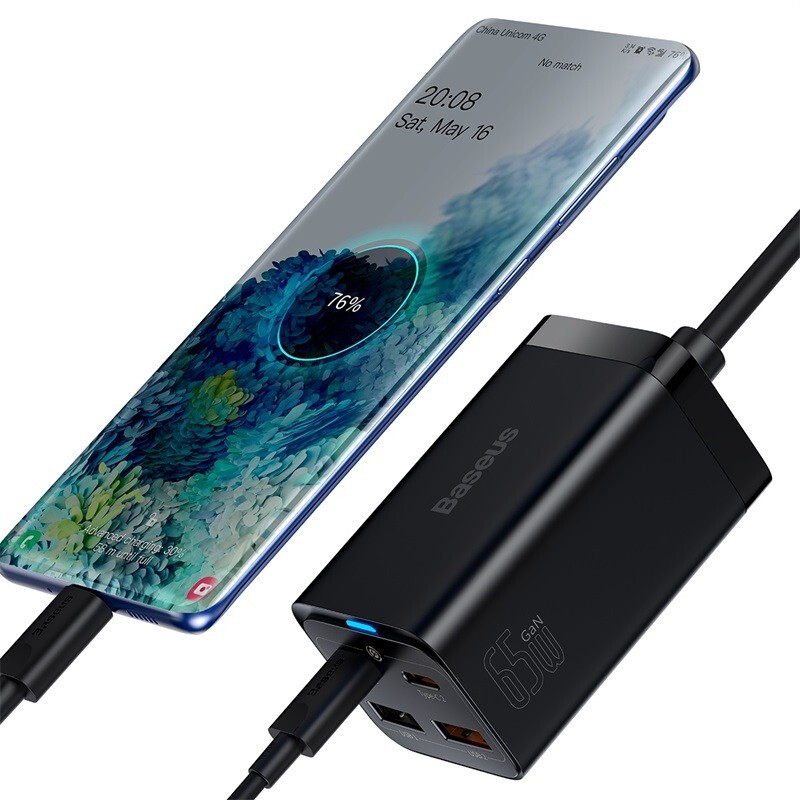 倍思 GaN3 Pro氮化镓桌面快充充电器2C2U 65W 中规 黑色 CCGP040001 快充数据线