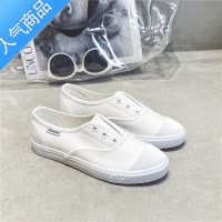 SUNTEK黑色布鞋女款透气一脚蹬帆布鞋女夏季女鞋小白鞋休闲鞋懒人鞋板鞋