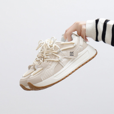 ins韩版皮面老爹鞋女秋季新款透气女鞋增休闲鞋