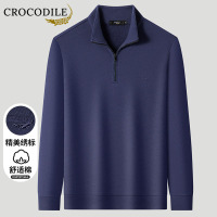 鳄鱼恤CROCODILE 半拉链衫男长袖T恤男装上衣商务休闲POLO衫男