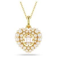 Swarovski Idyllia系列心形吊坠 金色镀层设计 镶嵌水晶珍珠 时尚女性项链