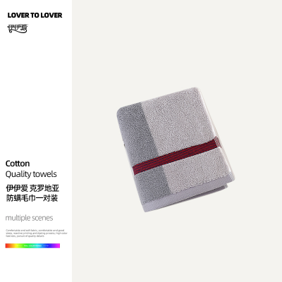 伊伊爱 YBH25273 克罗地亚防螨毛巾 34*74cm*2 灰色