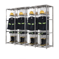 迅众 四人位双面衣架 201不锈钢消防服衣架双面防火防爆快速救援消防服换衣架