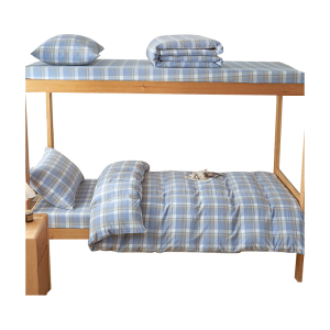 伊伊爱 全棉色织水洗棉格条款学生三件套 格丽（灰） 150*200cm/TJ0HJC2401433