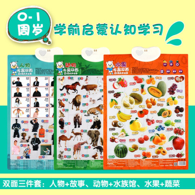 墙壁一年级电子有声挂图早教发声0-3岁幼儿汽车立体字母表拼音表双面人物动物水果3件