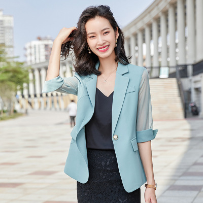女先生女士西装2021夏装韩版时尚气质小西装女式职业装中袖西服外套女士办公室工作服气质通勤一粒扣女士西服休闲百搭
