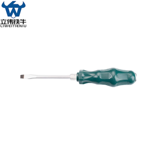 立伟铁牛绿胶炳螺丝刀6*100一字敲击型/把
