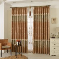 美帮汇简约欧式窗帘客厅卧室双面提花绣花窗帘 遮光飘窗落地窗窗帘成品