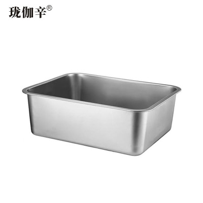 珑伽辛 特厚不锈钢方盘快餐盆 40*30*20cm/个