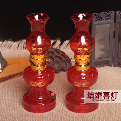 结婚用品龙凤子孙灯新居乔迁CIAA入宅LED电池灯床头灯婚庆双喜灯一对水晶双喜一对《电池款》