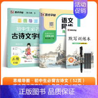 [2册]七上语文同步+初中生古诗文(送褪色笔) [正版]初中生必背古诗词字帖思维导图版临摹荆霄鹏楷书初中生练字帖同步语文