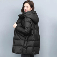 连帽棉衣女中长款冬装时尚新款加厚棉袄大码韩版保暖棉服外套