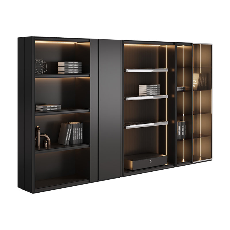 臻远ZY5042305现代简约书橱背景墙展示柜 3.89米