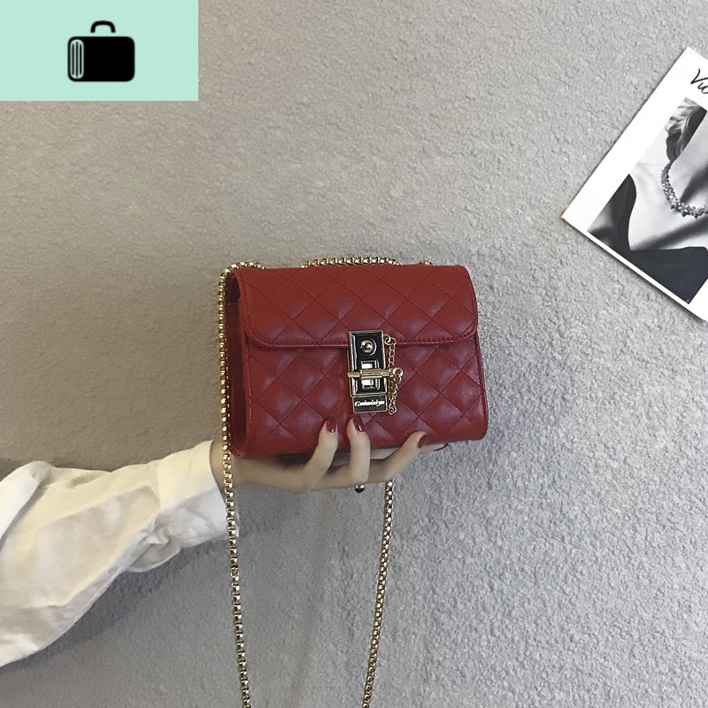 包包女2020新款潮百搭菱格链条包斜挎包时尚百搭ins简约质感女包NEW LAKE女斜挎包