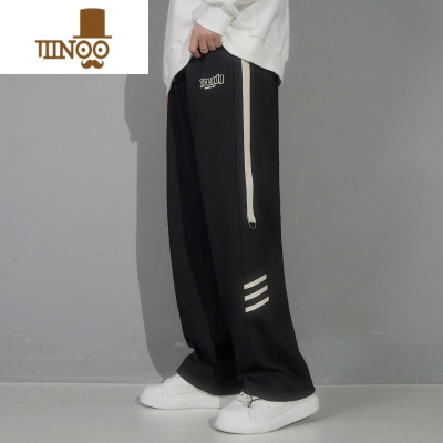 YANXU裤子男款潮牌垂感直筒阔腿运动宽松卫裤男士休闲长裤