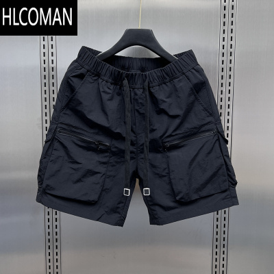 HLCOMAN美式复古多口袋短裤男士夏季潮牌宽松痞帅休闲抽绳沙滩四五分裤子