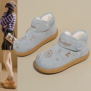 加绒高帮雪地靴女冬季新款学生ins韩版保暖休闲鞋棉鞋