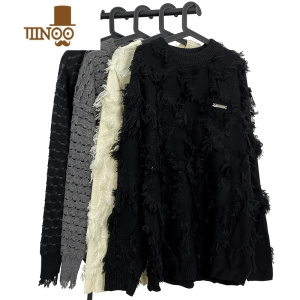 YANXU国潮先生 款美式复古流苏毛边针织毛衣男潮牌设计感小众外套