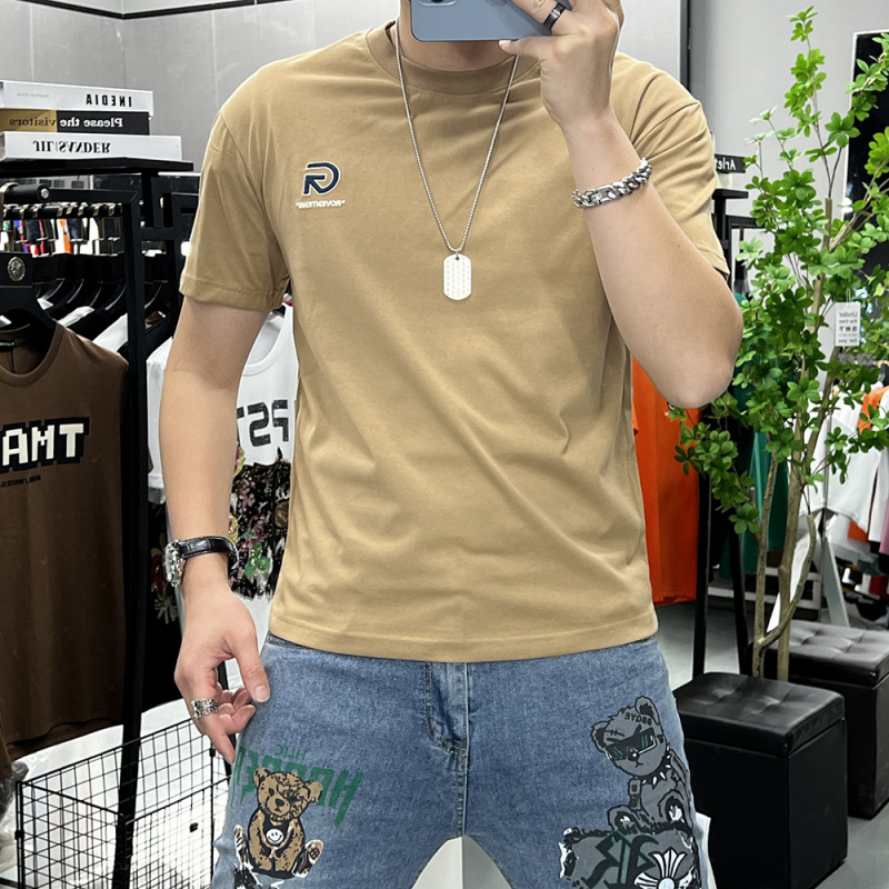 欧洲站夏季新款短袖刺绣T恤圆领半袖打底衫上衣修身字母潮ins印花