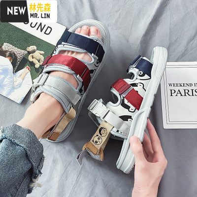 林先森春季凉鞋男潮流2021新款夏外穿凉拖初中学生百搭运动休闲沙滩拖鞋拖鞋