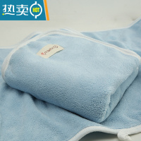 敬平珊瑚绒毛巾吸水成人洗脸家用面巾比柔软擦头速干发 珊瑚绒包边[冰蓝1条] 60x30cm干发帽