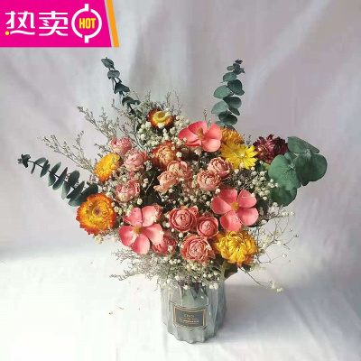 云南风干真花干花昆明直发永生花手工花家居客厅装饰礼物花束FENGHOU粉佳人（不含花瓶）