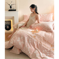 冬季加厚花兔毛绒四件套新款公主风牛奶绒床单被罩三件套