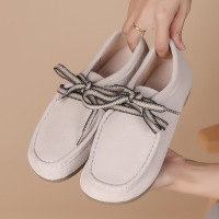 25复古系带方头鞋百搭休闲四季鞋女深口平底复古磨砂秋季新款女鞋