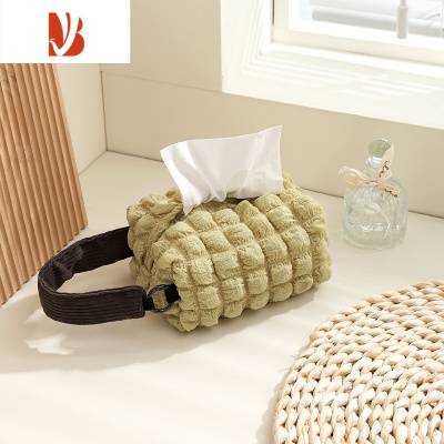 三维工匠可爱泡芙格布艺ins纸巾盒创意设计挂式车载装饰纸巾袋家用纸巾抽 泡芙[手提带款]车载家用兼用