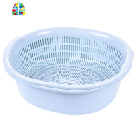 双层塑料洗菜盆漏盆厨房洗菜篮子水果篮沥水盆洗菜篮2件套A FENGHOU 素色绿双层大号