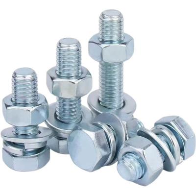 中锦科技 4.8镀锌外六角螺丝螺母装 M10*25mm[螺栓+螺母+平弹垫]套