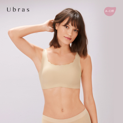 Ubras无尺码方领小浪花背心文胸内衣女无钢圈无痕透气美背文胸罩