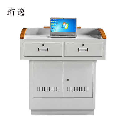 珩逸多媒体讲台演讲台中控讲台办公桌操作台1000*700*1000mm(钢面款)(不含显示器)