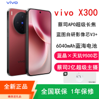 [全新]vivo X300 好运红 16GB+256GB 蓝晶×天玑9500芯 大电池 90W快充 支持无线充电 蔡司超级潜望长焦 拍照 AI手机