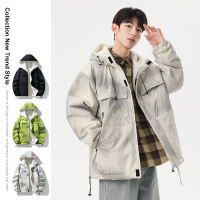 男装冬季新款棉衣男士外套加厚保暖潮牌双面穿羊羔绒棉袄棉服外套