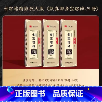 [全文收录]多宝塔3册全套 [正版]精修放大版颜真卿多宝塔碑近距离临摹字卡米字格入门放大版碑帖视频教学技法解说颜体初学者