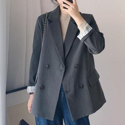 网红新款小西装外套女学生韩版宽松垂重质感复古休闲西服上衣春秋